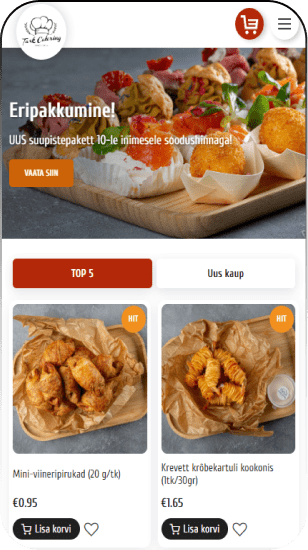 Сайт продажи еды Tarkcatering tarkcatering.ee